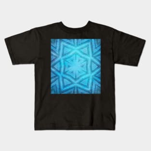 Blue textured striped kaleidoscope Kids T-Shirt